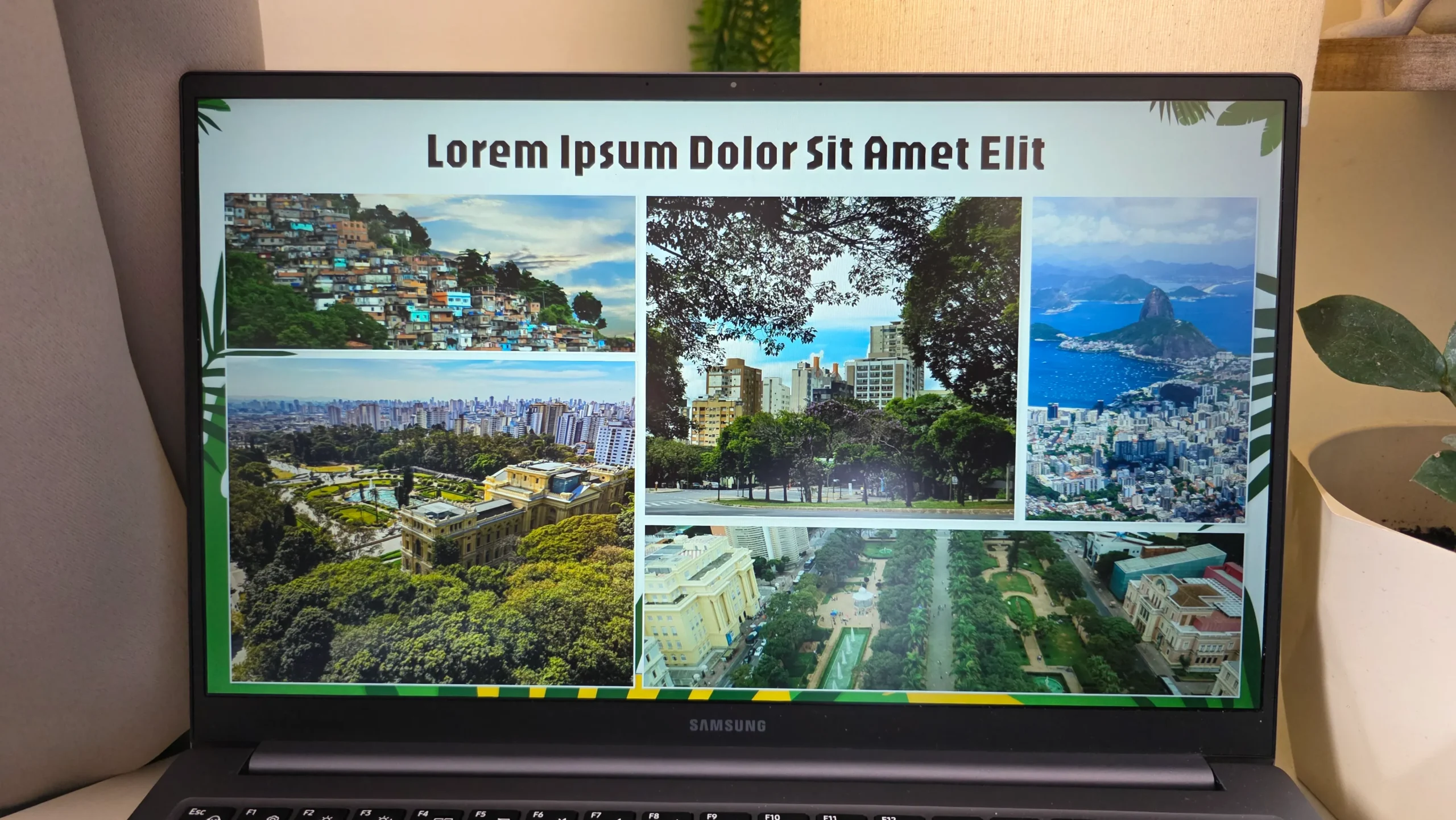 Exemplos de slide de imagem do Template Brasil