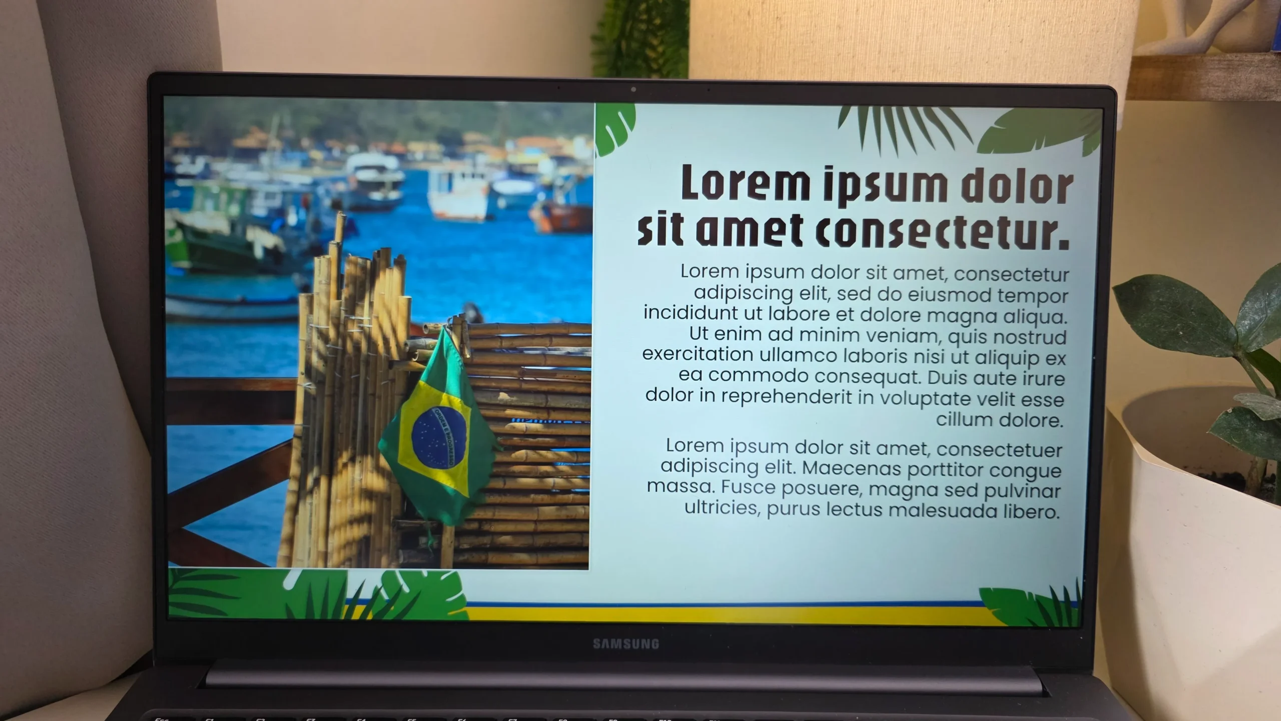 Exemplos de slide de texto com imagem do Template Brasil